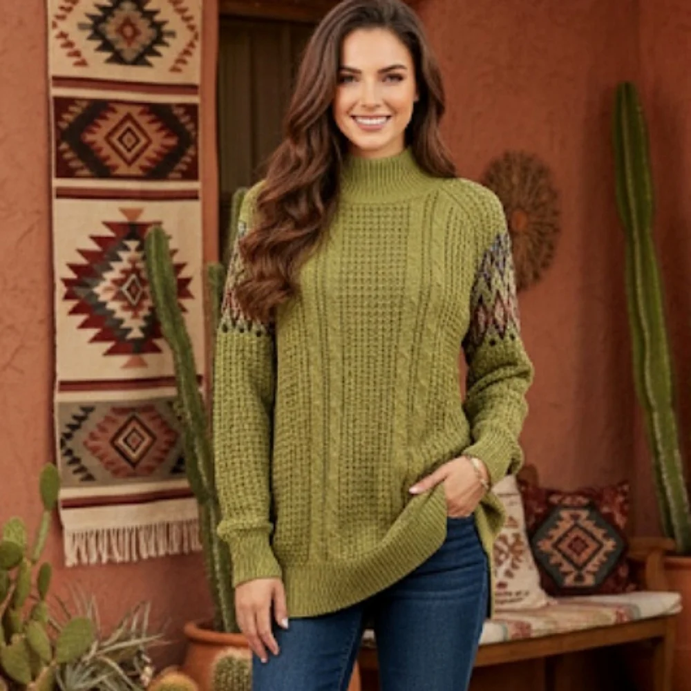 Sundance Olive Green Wool Blend Cable Kni Sweater Size Small